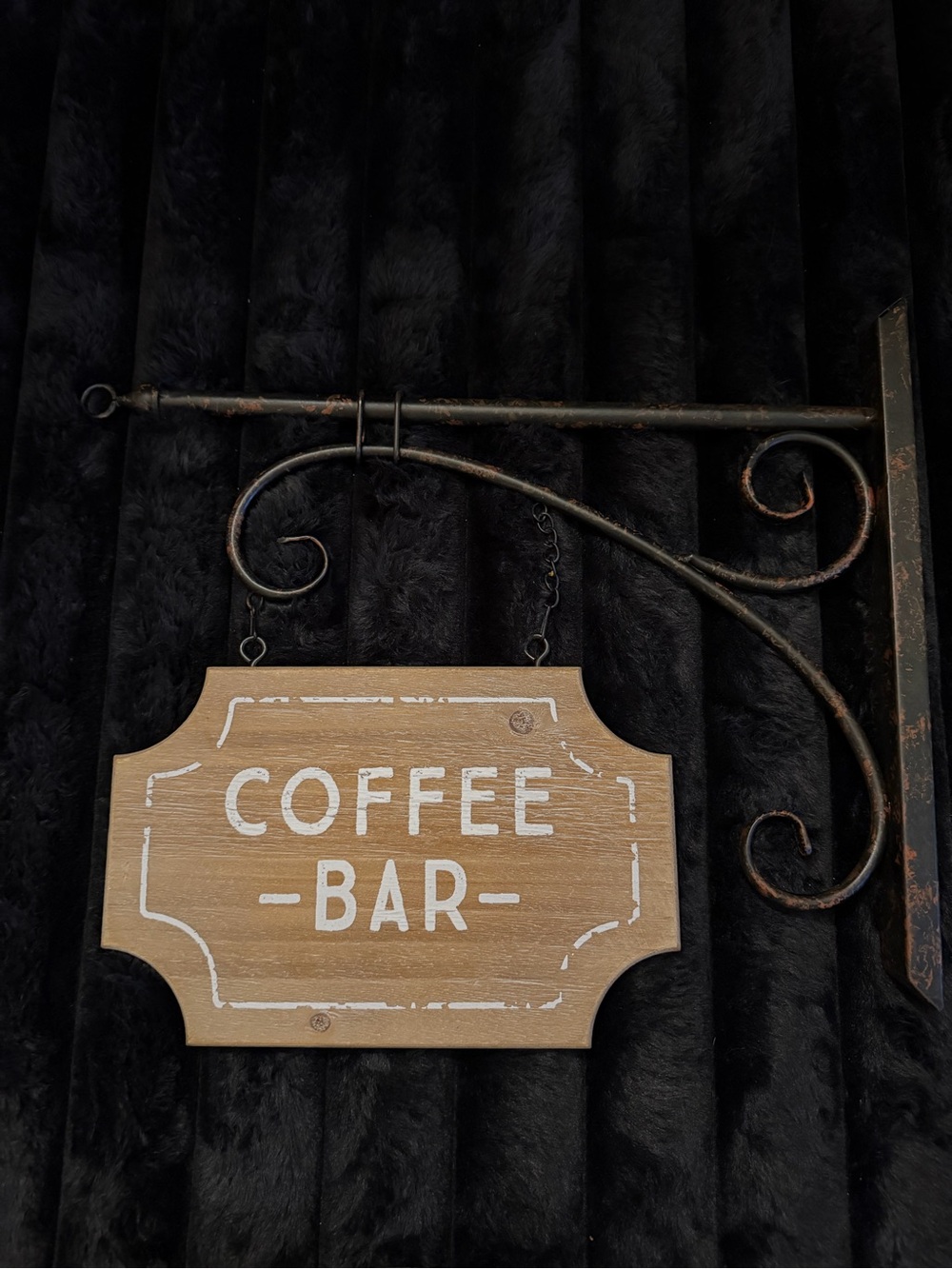 Coffee Bar Wooden Hanging Sign - White on Natural Wood
